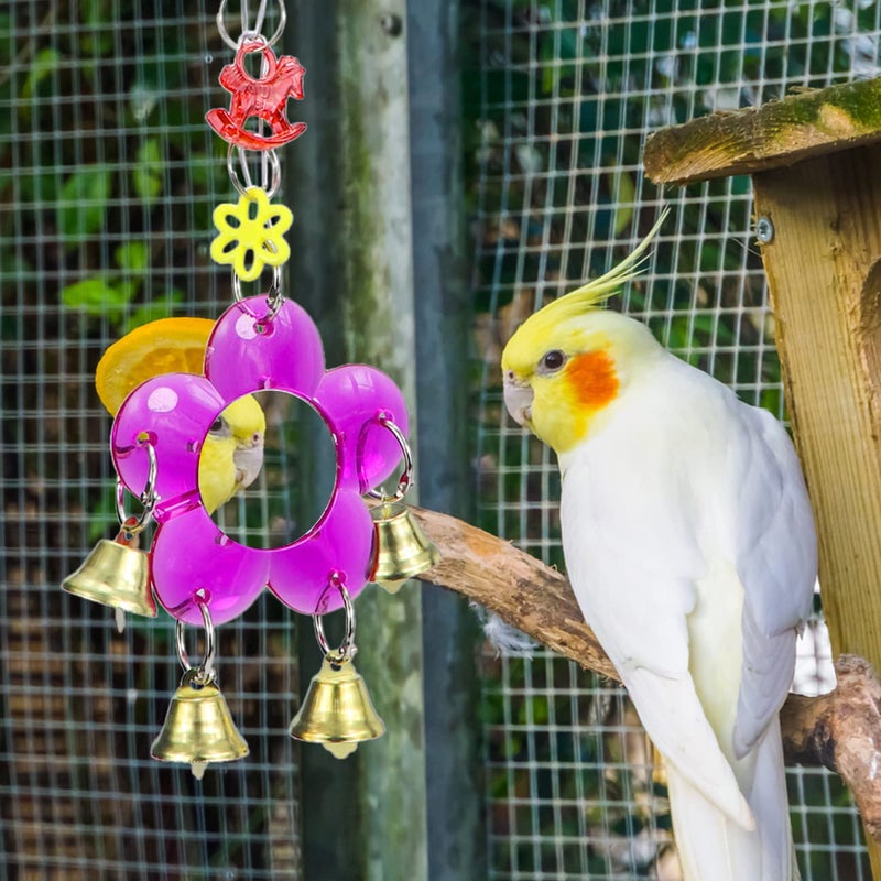 Litewoo Bird Mirror Toy Hanging Ringer Bell Colorful Swing Cage Toy with Sweet Sound for Small Medium Parrot Parakeet Conure Cockatiel Cockatoo Macaw Amazon Finch Cage Accessories - Image 5